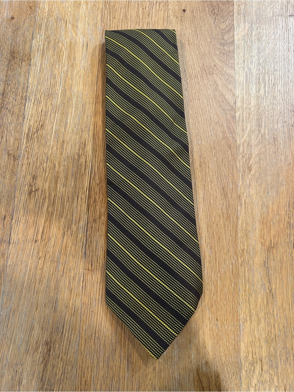 Classic Brown and Yellow Striped Men's Tie